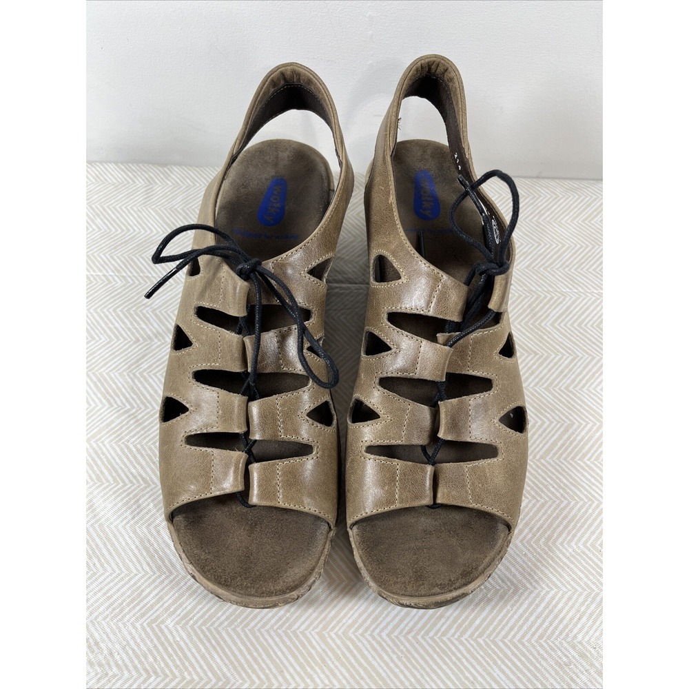 Wolky Women's Fogo Brown Leather Lace-Up Wedge Sandals Sz 40 9.5 Minimalistic - Picture 3 of 15